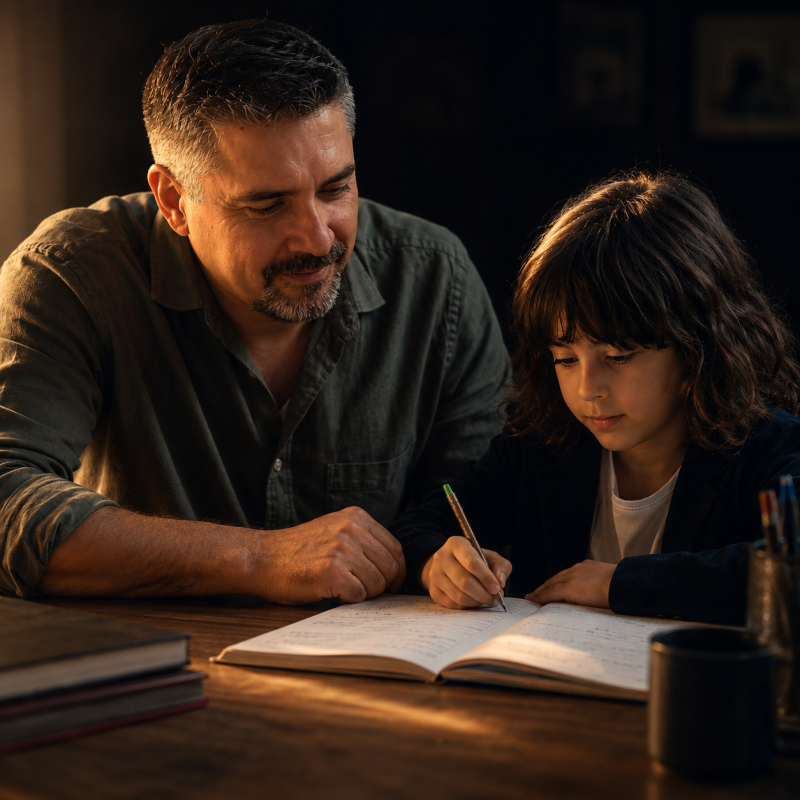 Razvan Popescu working with his son Dominic