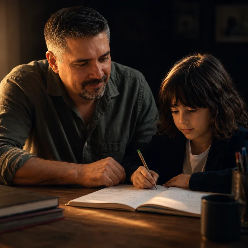 Razvan Popescu working with his son Dominic